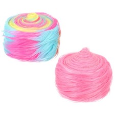 2Pcs 59" x 2" Plush Faux Fur Fabric Precut Strips, Pink, Iridescent