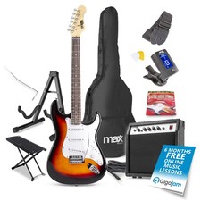 Max Gigkit Sunburst Electric Guitar Starter Pack with Amp & Stand - Beginner Kit