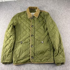 Jack Wills Jacket Mens Medium Olive Green Quilted Corduroy Collar Zip Button