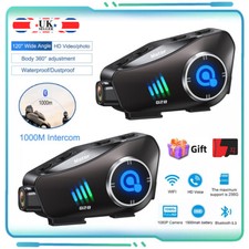 2PCS Motorcycle Helmet Bluetooth Headsets HD Dashcam Cameras WiFi Video Recorder