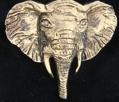 Elephant brooch large gold - elephant,