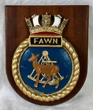 HMS FAWN SHIPS Badge, Tampion Crest, Royal Navy, A325, Hydrographic Survey Ship