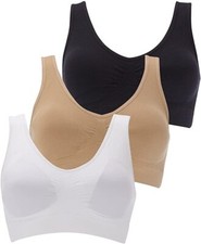 Boolavard® 3-Piece Set Comfort Sport Bra: White, Black and Skin Colour