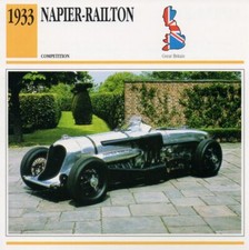 1933 NAPIER-RAILTON Racing Classic Car Photo/Info Maxi Card