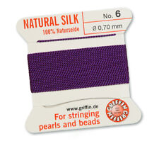 100% natural Griffin Silk cord for stringing - Amethyst -  a choice of 13 sizes