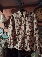 Vintage 1970s Ladies Dagger Collar  Floral  Shirt.Uk 14/16 Good Condition.