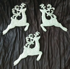 3 Pale Ice Green Reindeer Stag Christmas Tree Decorations
