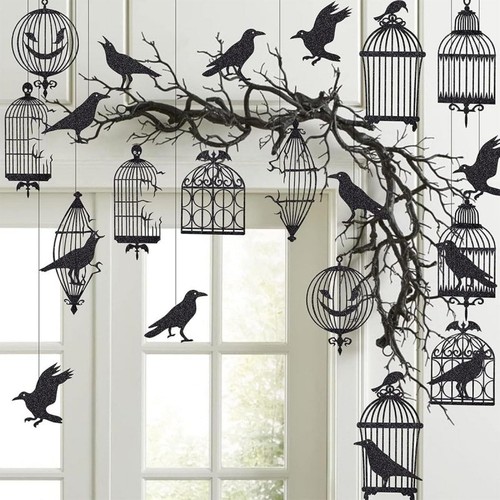 24pcs black crow decorations - 24pcs,