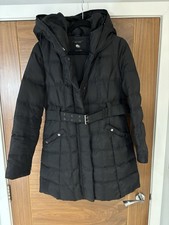 Zara Woman Black Hooded Midi Down Jacket Coat with Belt Size M