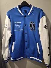 Men Slogan Graphic Two Tone Varsity Baseball Jacket,