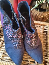 Retro Ruby Shoo Navy Purple Quirky Christmas Shoes Boot Size 5