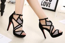 Womens Peep Toe Buckle Strap