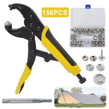 156Pcs Heavy Duty Snap Fasteners Pliers Press Studs Kit +Leather Button Tool UK