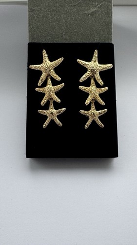Gold triple starfish drop - gold,