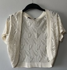 Debut Cream Women Shrugs Or Bolero Summer Shorts Sleeves Cardigans Uk 8-10