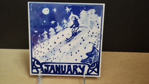 January calendar tile - h, &