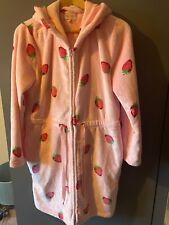 Fairy Dust pink with strawberries soft full zip dressing gown S
