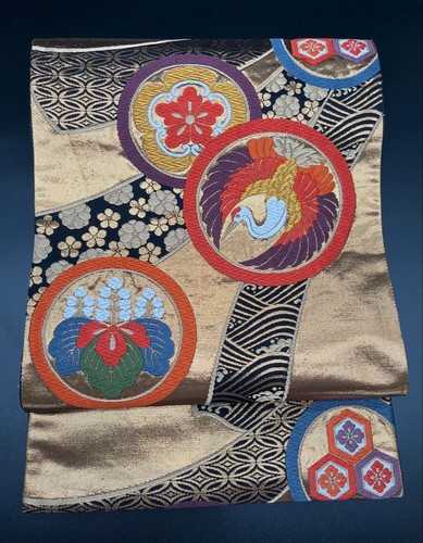 Antique silk fukuro obi - antique,