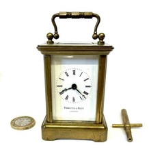MINIATURE THWAITES & REED LONDON Brass Carriage Clock with Key: Working