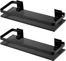 KES Black Glass Shelf for Bathroom, Glass Wall Shelf Extra Thick Tempered Glass