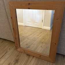 Large Wood Wooden Pine Wall Mirror thick frame framed farmhouse kitchen 53 x 64