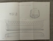 Antique 1877 Shipbuilding Print – Nautical Engraving of Boat Design & Ship Plan