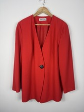 Vintage Jacques Vert Red Blazer 18 Wool Blend Made England Single Button Jacket