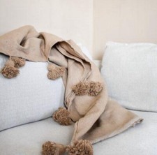 Moroccan Wool Beige Blanket