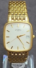 Rotary Gold Tone Men's Wristwatch - Square Dialled - Working -VGC