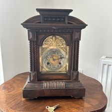 Large Antique Junghans Chiming Mantel Clock Circa 19th Century. Working 