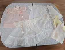 Vintage Antique 4 Baby Clothes Sheer Nylon Lace Embroidered Dresses + 3 Slips