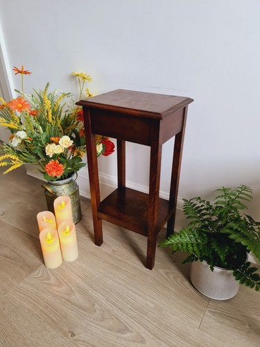 Antique oak wood table pot - oak,