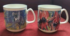 Australian Artists Pair Of Mugs Koala & Sturt Pea Bone China