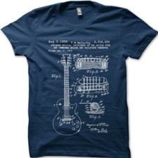1955 Les Paul guitar inspired by Gibson blueprint printed t-shirt 9019