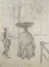 Original Pencil Drawing, 'Liverpool Landing Stage', Circa 1920's, Hilda Burford
