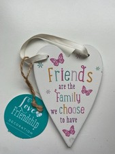 White Heart Shaped Hanging Friendship Sign Home Decor Gift Idea Wooden Sign