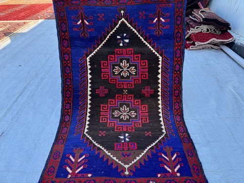 Blue hand knotted afghan - blue,