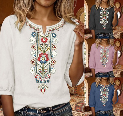 Women summer cotton linen - cotton, tops
