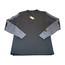 DUFFER St George BLACK LABEL MENS M Black Grey Panel Crew Neck Jumper New 