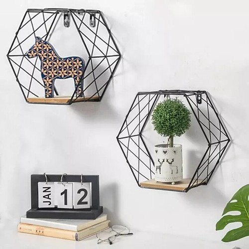 Set black hexagon shelf - 2,