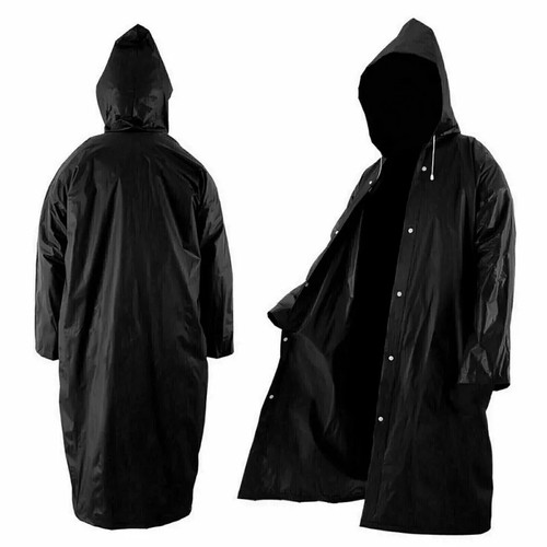 Black rain poncho waterproof - black,