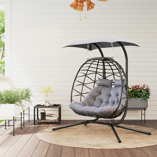 Rattan double hanging egg - rattan,