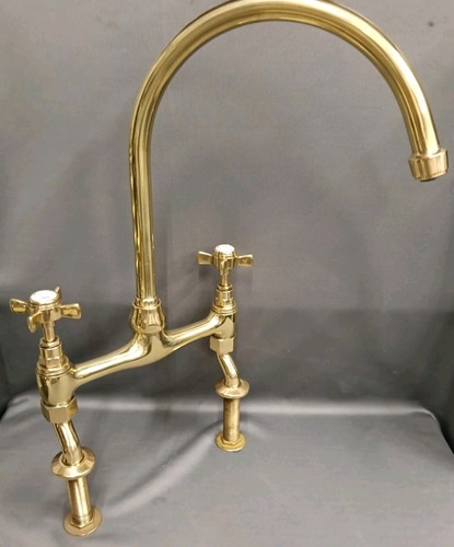 Bare brass kitchen mixer - brass,