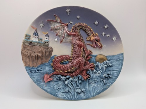 Dragon over castle - dragon, mythical