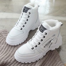 Women's PU Leather Snow Ankle Boots with Plush Lining High Top Winter Warm Shoes