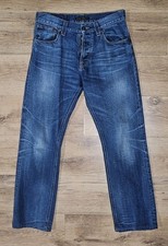 Nudie Average Joe Blue Straight Leg Fly Faded Casual Jeans W32" L32" 
