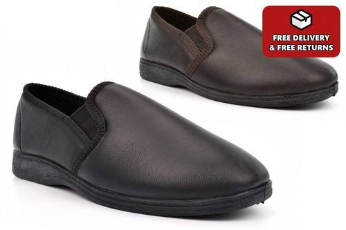 Mens leather slippers - leather,