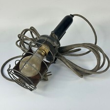 Vintage French Industrial Hand Held Caged Workshop Garage Gripper Electric Lamp