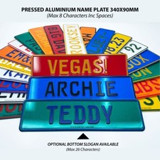 Small Pressed Metal Novelty Trucker Replica Car Show Number Name Plate 340x90mm