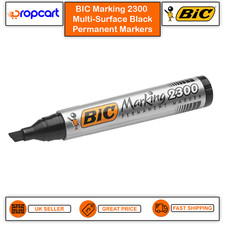 BIC BLACK Permanent Marker Pen 2300 (THICK) CHISEL TIP